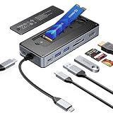 ORICO 8-in-1 M.2 SSD 外付けケースー付きUSB Cハブ、USB-C ドッキングステーション、10Gbps USB 3.2 Gen2 M.2 NVMe/SATA 両対応ケース、サポート4K@60Hz HDMI、100W PD, SD/TF - OM28P