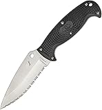 Spyderco fb24sbk2固定4.5 " h1鋸歯状Sheepsfoot刃Jumpmaster、ブラックFRNハンドル