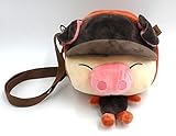 ぶたさん ふわふわ ショルダーバッグ キッズ ベビー 用 可愛い ミニポシェット 肩掛けバッグ (グレーxオレンジピンク）