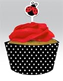 Pack of Ladybug Cupcake Wraps & Picks by Shower My Baby