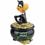 7.5インチLucky Daffy Duck Looney Tunes Paintedセラミック貯金箱