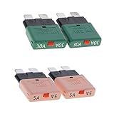 SONONIA 4個入り　28V　自動車　トラック　ボート　ミニブレードヒューズ　マニュアル　回路ブレーカ　全8サイズ - 30A + 5A
