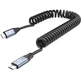 USB Cケーブル100W コイル 1M, UseBean USB 3.2 Gen2x2 20Gbpsまで伸縮 スプリングスパイラルケーブル,コイル状カールUSB Type C PD急速充電＆4K映像モニターコード iPhone15, MacBook, iPad Pro/Air, Galaxy S23 S24, Pixel等Type-c機種対応