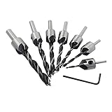 Yakamoz 7pcs HSS Countersink Drill Bits Set Screw Woodworking Chamfer Tool, 3-10mm [並行輸入品]