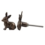 IndianShelfハンドメイドのセット2アンティークRabbitメタルワードローブノブハンドルキャビネット家具Pulls 6 Knobs 1.75" MK-90-1-6