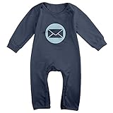 面白い 赤ちゃん 電子メール デザイン 半袖ロンパース 100%綿 Navy Size 18 Months
