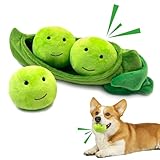 Pawplusee 犬おもちゃ 噛む おもちゃ エンドウ豆型 きしむ音付き 3個セット 小型犬 中型犬 ソフトコットン 引っ張り遊び 緑色 犬のおもちゃ プレゼント