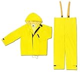 MCR Safety 8402L Hydroblast Neoprene/Nylon 2-Piece Rainsuit with Attached Hood, Yellow, Large by MCR