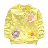 Ochine 女の子 可愛い カーディガン 花三つ付き ドット柄 トップス 赤ちゃん ベビー服 長袖 日焼け止め 出産祝い 誕生日 春秋冬 通学 子供服 6-36月設定