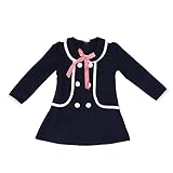 Domybest 子供服 洋服 フォーマルドレス 制服スーツ 長袖ワンピース 女の子 3-7歳 ネイビーブルー 長袖ワンピース 卒業式 ピアノ 結婚式 七五三 入学式