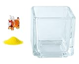 花市場直送便 ミニチュアガラス まんまるトナカイ & カラーサンド イエロー & 植え込み用グラス ニューブロックS