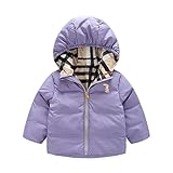 PANCY 子供服 秋冬 長袖 ダウンジャケット ダウンコート キッズ フード付き 厚手 無地 男の子 女の子(90cm,ライトパープル)