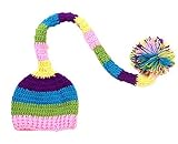 (スマイル ワキキ)Smile YKK 赤ちゃん ベビー 着ぐるみ ニット帽子 服 コスチューム 寝相アート 新生児 記念写真 出産祝い ボーダー柄 ボンボン付きのニット帽子 ピンクとパープル