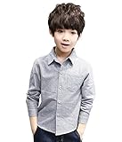 [FERE8890] 男の子 長袖シャツ 子供 カジュアル 無地 トップス シャツ 長袖 4色 選べる フォーマル グレー 110#(身長じゃない)