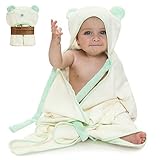 Ha&Da Hooded Bamboo Baby Bath Towel - Boys & Girls, Baby Shower Gift, Ties on Parent's Neck, Bonus e