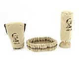 uxcell 3 in 1 カーカバーセット シフトノブ　ハンドブレーキ　バックミラー　ファブリック フェルト ベージュ