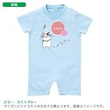 BabyChips 猫_赤(名入れ半袖ベビーロンパース) 70 ライトブルー