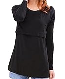BEREAM BEREAM マタニティ 長袖シャツ ロング丈 シャツ tシャツ 春 秋 授乳用 ( Mサイズ , ブラック )