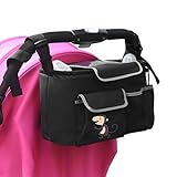 NoYuo ベビーカー用 多機能小物入れ ボトルホルダー 収納バッグ 両用タイプ 取り付け簡単 ポーチ (サル)