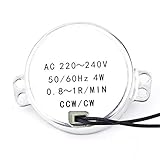 Akozon 220-240V AC同期モータ、1Pcギヤードモータ4W CW/CCW、ターンテーブルギアボックス(0.8-1RPM)