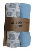 Chick Pea Muslin Swaddle Blankets - Set of 2 Blue Elephant by Chic Pea