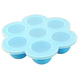 ONG ベビー食品冷凍庫 シリコン製 赤ちゃん食品保管容器トレイ(クリップオン蓋付き) 製氷皿 離乳食保存小分け 取り出しやすい 再利用可 7穴 全3色