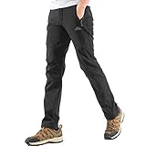 (スポする) Runwho メンズ ゴルフ登山ロングパンツ 春秋冬用 速乾防風防水防寒 ソフトシェル ロングパンツ Black02 XXXL