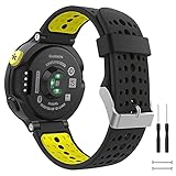 [Aoouik] GARMIN用 ガーミン 交換ベルト バンド Foreathlete/Forerunner 220J 230J 235J 620J 630J 735XTJ 対応 シリコン製 工具付き 5色 (黒/黄)
