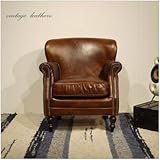 ・Vintage Leather Sofa - 01 ・１人掛け 1P ソファー ・アンティークモダンデザイン ・鋲飾り ヴィンテージレザー ・革 レザー 本皮張り椅子 ・アンティーク レザー ラウンジアームソファ ・本革張り ヴィンテージ