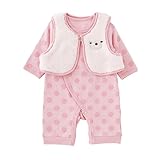 (チャックル) chuckle ボアアニマルベスト付き長袖前開きプレオール ピンク 60-70cm P2835-70-20