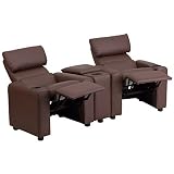 Flash Furniture Kid's Brown Leather Reclining Theater Seating with Storage Console [並行輸入品]