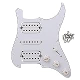 Yibuy ホワイト Prewired Plate ピックガード HSH ストラトエレキギター用