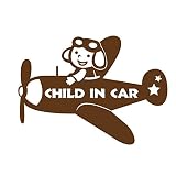 デザイン工房ＳＩＧＮＳ 車ステッカー Child in car 12 綺麗にはがせる 車 ステッカー 飛行機 プロペラ ブラウン