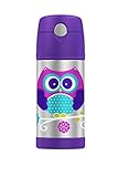 純正Thermos Funtainerブランド耐久性ステンレススチール真空メタルパープル断熱ストローボトル12オンス( Not forホット液体) – フクロウ