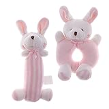 Baosity 全2種類　ハンドベル　ベビー　ぬいぐるみ　うさぎ - ピンクのウサギ