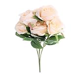VORCOOL 人工シルクの花フェイクローズフラワー7頭ホームローズブーケブライダルウェディングパーティフェスティバルデコレーション（シャンパン）