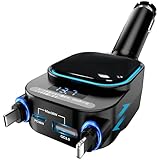 Ewin シガーソケット usb-c 車 充電器 急速充電 カーチャージャー タイプc PD3.0 急速 QC3.0 USB-A 4台同時 最大96W 巻き取り式充電ケーブル バックライト オート電圧測定LED付き 車用充電器 車12～24V汎用 スマホ タブレット iPhone/iPad/Android各種類対応