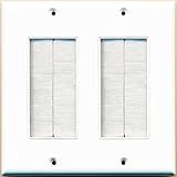 RiteAV – Dual Gangウォールプレートwithブラシ剛毛 – ホワイト