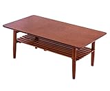 (OSJ)センターテーブル ローテーブル コーヒーテーブル 天然木 北欧 棚付き折り畳みテーブル 完成品(ブラウン)