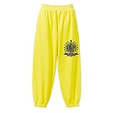 HOORAY(フーレイ) パンツ ダンス 衣装 ヒップホップ パンツ シルエット 綺麗 フロントバックロゴスウェットパンツ XL イエロー
