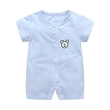 エルフ ベビー(Fairy Baby) 新生児服 夏 半袖ロンパース 前開きなりきり パジャマ ベビー服 クマ柄 size 90 (ブルー)