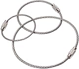 【10個セット】ワイヤーキーリング キーチェーン キーホルダー ステンレス ロックワイヤー アクセサリー ネジ式 2mm 1.5mm （20cm/2mm） PR-WIRERING20