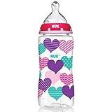 NUK Trendline Bottle with Silicone Medium Flow Nipple, 0+ months, Assorted Colors, 10 oz by NUK