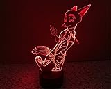 LED night light,Zootopia Nick Fox 3D 7 Color Change LED Acrylic Vision Lamp,Touch Desk Table light f