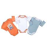 エルフ ベビー(Fairy Baby)ベビーロンパース ボディスーツ 肌着 長袖 春秋用 3枚セット(サイズ：10-12M) [ブルー+白い+オレンジ]
