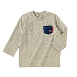 mikihouse Double_B(ミキハウスダブルB) Everyday Double_B デニムポケット付き長袖Ｔシャツ １１０ｃｍ,グレー（06）