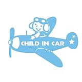 デザイン工房ＳＩＧＮＳ 車ステッカー Child in car 12 綺麗にはがせる 車 ステッカー 飛行機 プロペラ アイスブルー