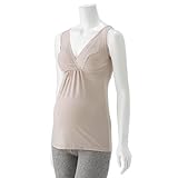授乳対応マタニティノースリーブインナー　　サンドベージュ　マタニティM