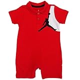 NIKE(ナイキ)エア・ジョーダン Air Jordan 男の子用赤x白x黒エアジョーダンジャンプマン刺繍ロゴ入り半袖襟付きポロロンパース [並行輸入品]