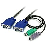 StarTech HD-15(VGA)(M)に、PS / 2、HD-15(VGA)(M) - - 3-IN-1極薄PS / 2 KVMケーブル - キーボード/ビデオ/マウス(KVM)ケーブル6フィート - svecon6 6フィート/ 2メートル - VGA 黒